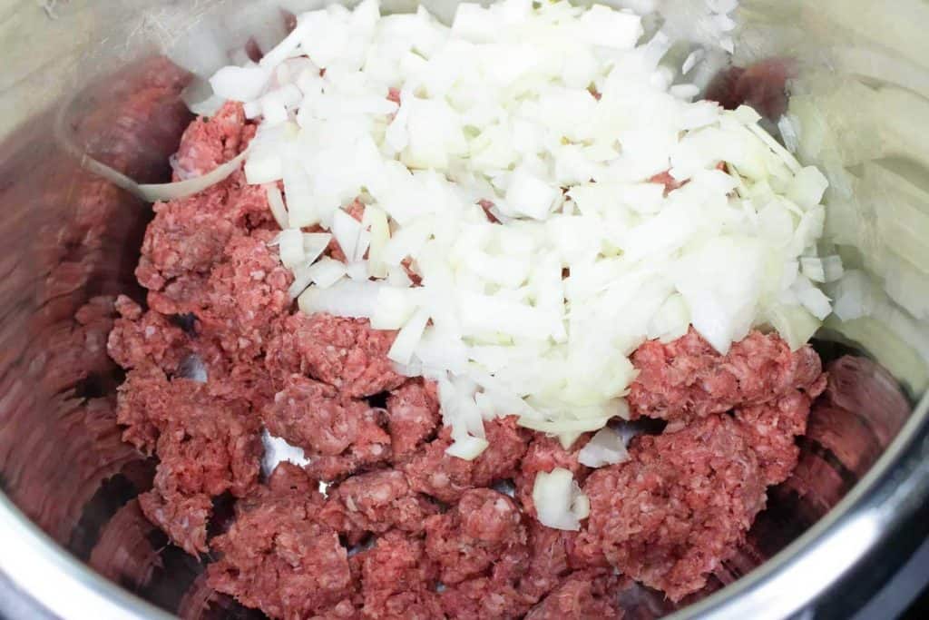 ground beef and onions in instant pot