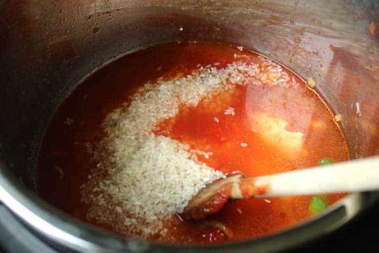 instant pot jambalaya in pan cooking