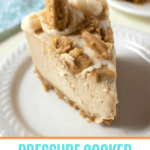 peanut butter cheesecake on white plate