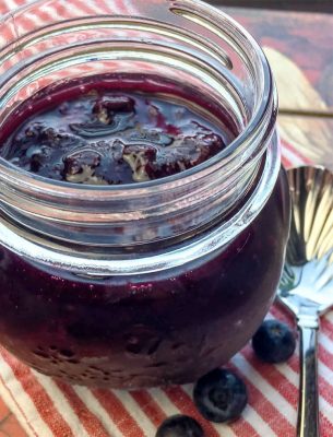 blueberry compote in jar