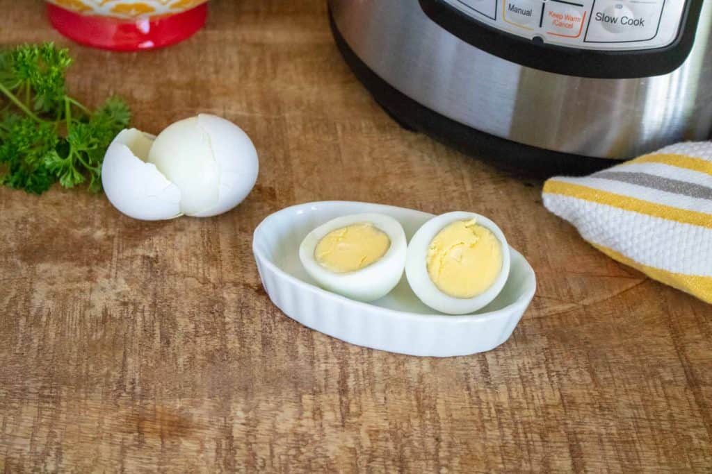 boiled egg cut in half