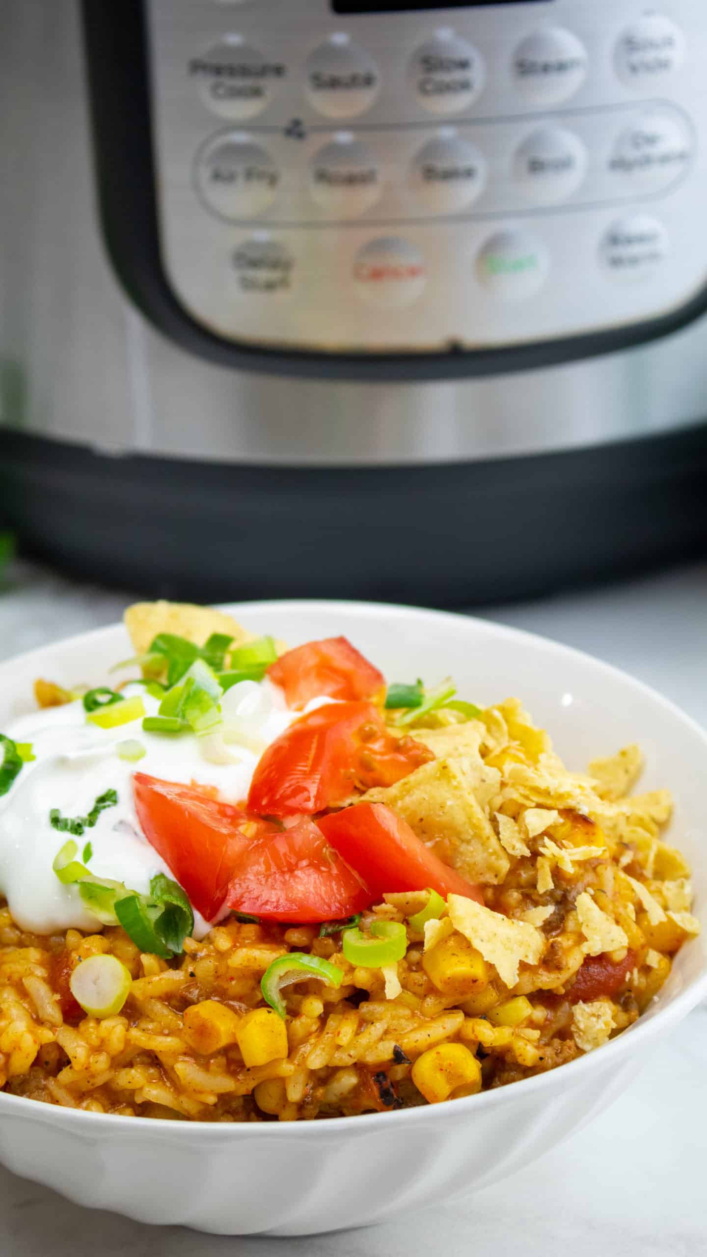 Instant Pot Beef Enchilada Casserole Hamburger Helper Recipe is an easy recipe using mostly pantry ingredients and easy to stretch.