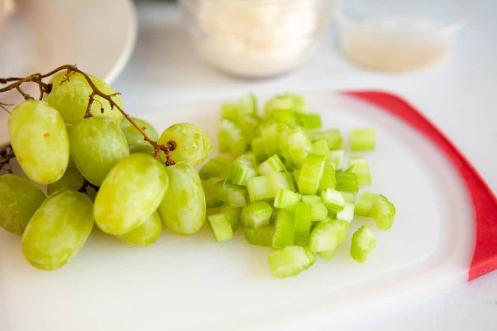 chopped celery and grapes