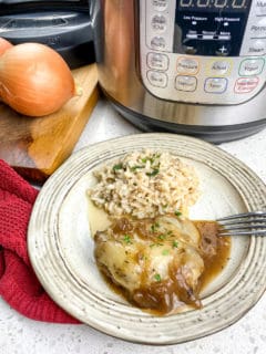 instant pot french onion chicken on plate