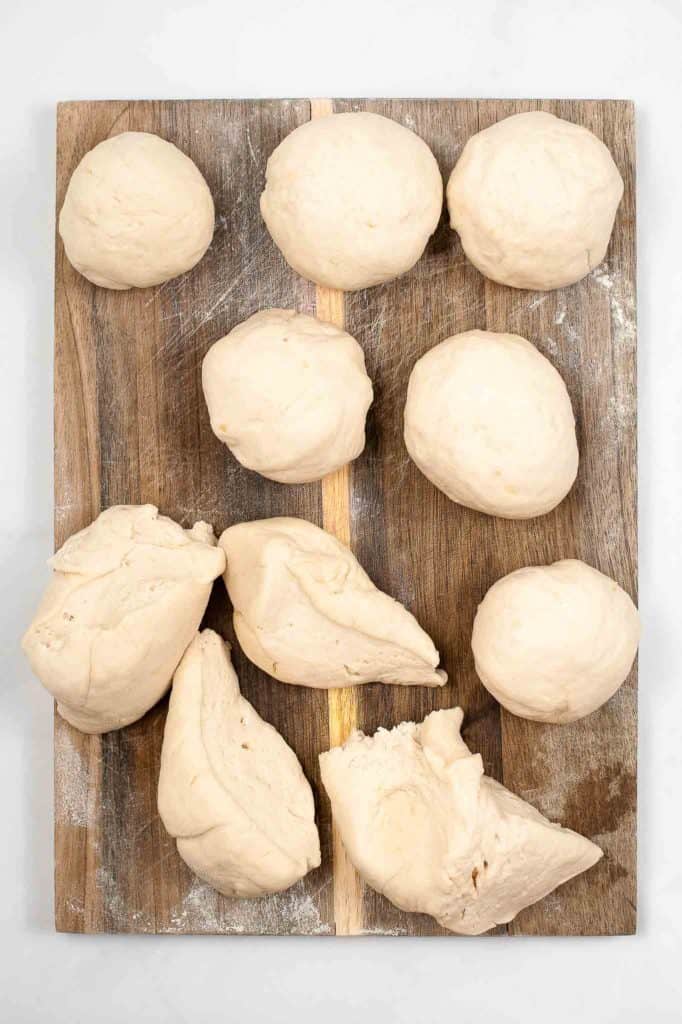naan dough on cutting board