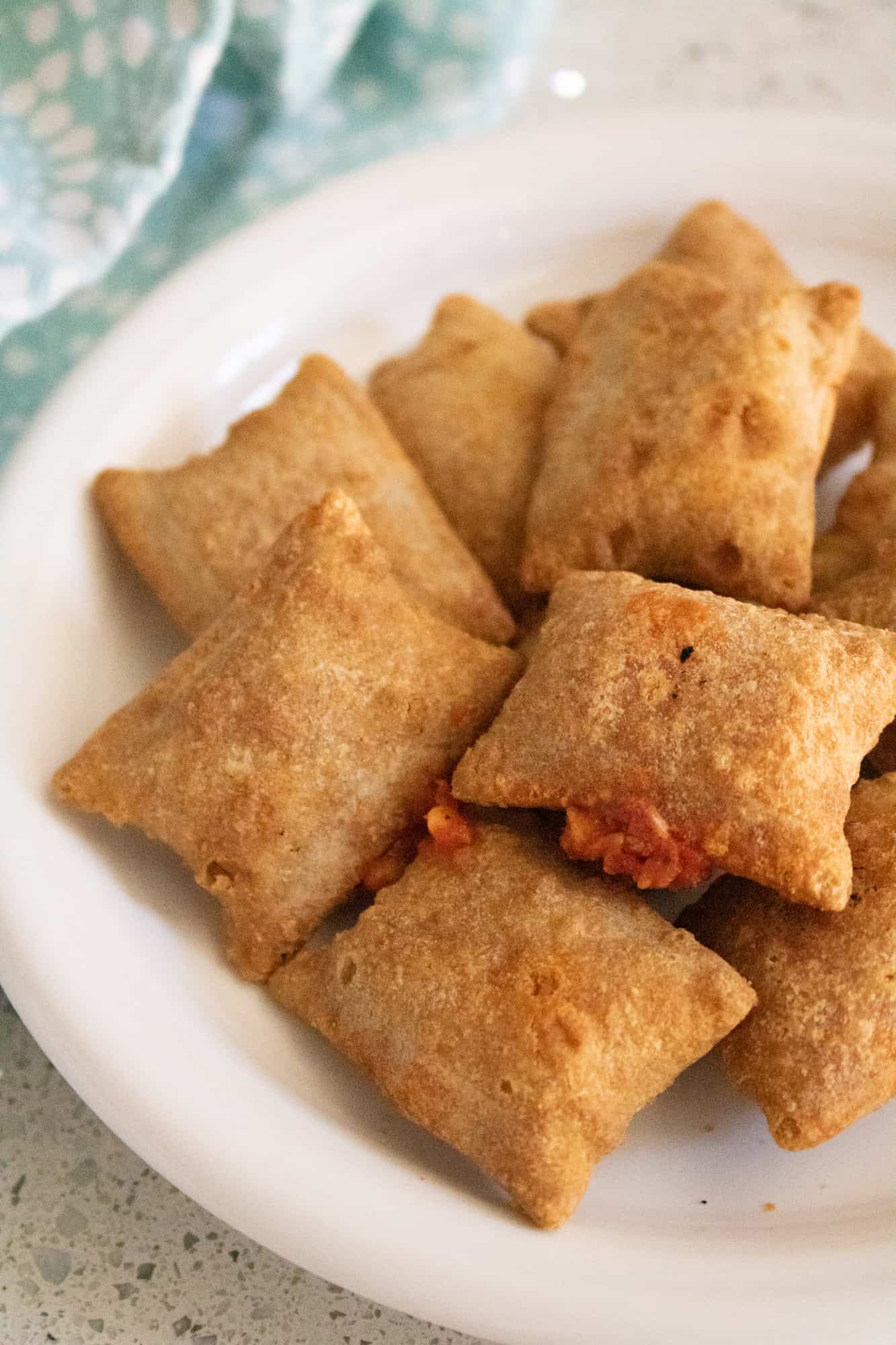 air fried pizza rolls on plate 