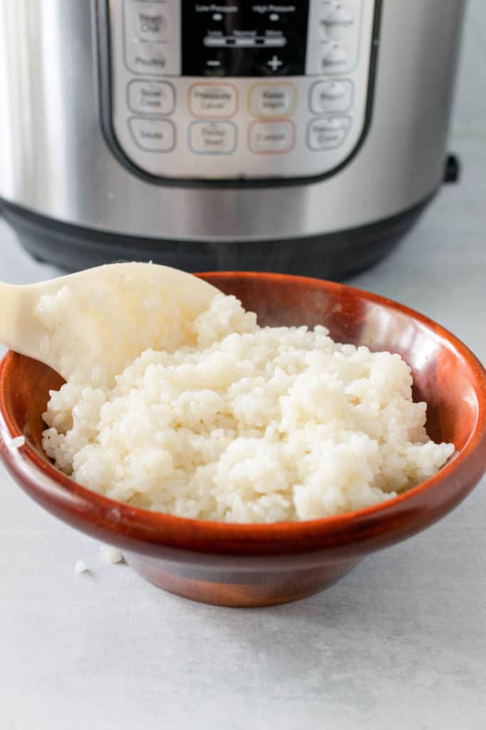 instant pot with rice in a bowl