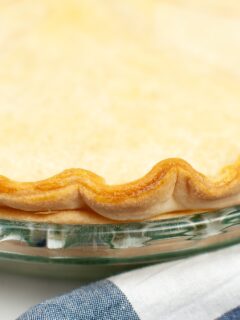homemade pie crust in glass pan