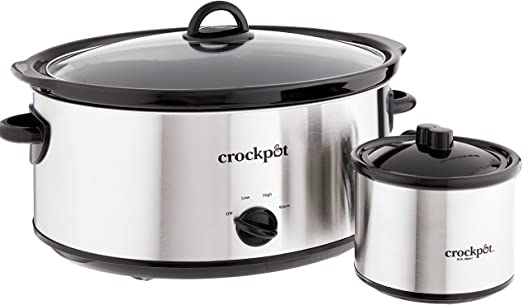 Crockpot Large 8 Quart Slow Cooker with Mini 16 Ounce Food Warmer, Stainless Steel