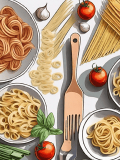 Various types of pasta like spaghetti