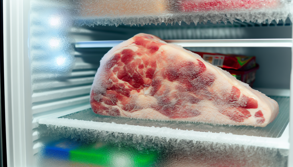 frozen pork in freezer